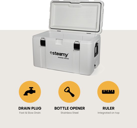 Steamy Marine Pro 120 - Grote Koelbox - Extra goed geïsoleerd - 120 Liter - Wit van Steamy — afbeelding 4
