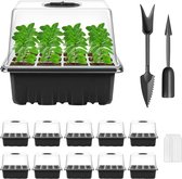 Kweekkas, Pakket van 10 Binnenkas-voortplantingsdoos, Mini-kas Kleine Voortplantingsset, Voortplantingsbak met Deksel en Ventilatie voor zaailingen