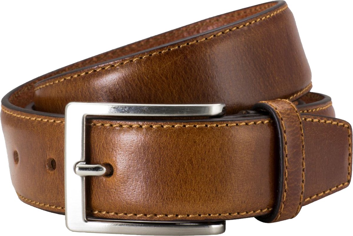 LINDENMANN leren heren riem - cognac