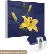 MuchoWow® Peinture sur verre 160x120 cm - Peinture sur verre acrylique - Lys jaune - Photo sur verre - Peintures