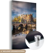 MuchoWow® Glasschilderij 120x180 cm - Schilderij acrylglas - Typische herfstimpressie van de Prinsengracht in Amsterdam - Foto op glas - Schilderijen