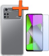Hoesje Geschikt voor Xiaomi Poco X4 Pro 5G Hoesje Siliconen Cover Case Met Screenprotector - Hoes Geschikt voor Xiaomi Poco X4 Pro 5G Hoes Back Case - Transparant