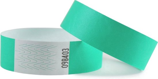 CombiCraft Blanco Tyvek Polsbandjes Turquoise - 100 stuks