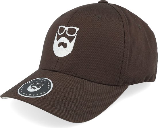 Hatstore- Logo Brown/White Flexfit - Bearded Man Cap