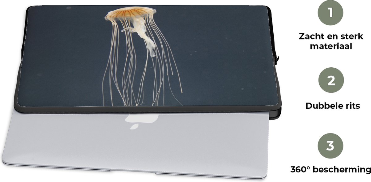 Laptophoes 17 inch - Kwal - Zeedier - Tentakels - Laptop sleeve - Binnenmaat 42,5x30 cm - Zwarte achterkant