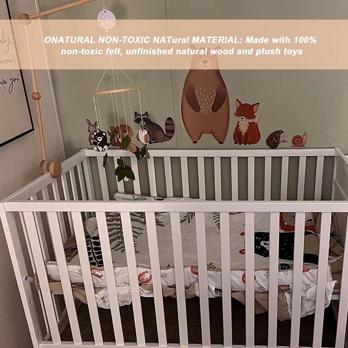 Support De Mobile Pour Lit Bébé En Bois - Design Nuage Blanc, Suspension Pivotante 360°, Installation Facile
