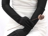 Gants noirs - 55 cm de long - satinés - soie - sexy - chic - gala - habillage - accessoire - années 1920 - audrey hepburn - mascarade - Gatsby le magnifique