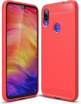 Armor Brushed TPU Back Cover - Xiaomi Redmi Note 7 Hoesje - Rood