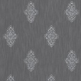 Barok behang Profhome 319464-GU textiel behang licht gestructureerd in barok stijl mat blauw zilver 5,33 m2