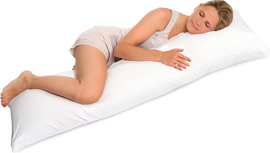 Ten Cate Zwangerschapskussen - Zijslaapkussen - Lichaamskussen - Volwassenen - Body roll - Body Pillow - Inclusief Kussensloop Katoensatijn Wit - 145 x 40 cm van Ten Cate — afbeelding 5