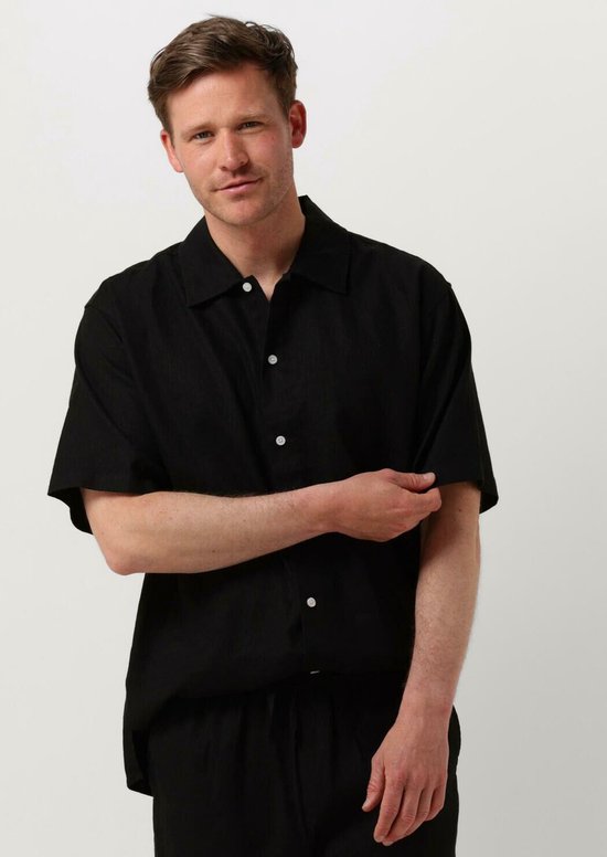 Woodbird Wbbanks Linen Shirt Heren - Vrijetijds blouse - Zwart - Maat XL