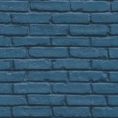 Steen tegel behang Profhome 358561-GU vliesbehang glad in steen look mat blauw 5,33 m2