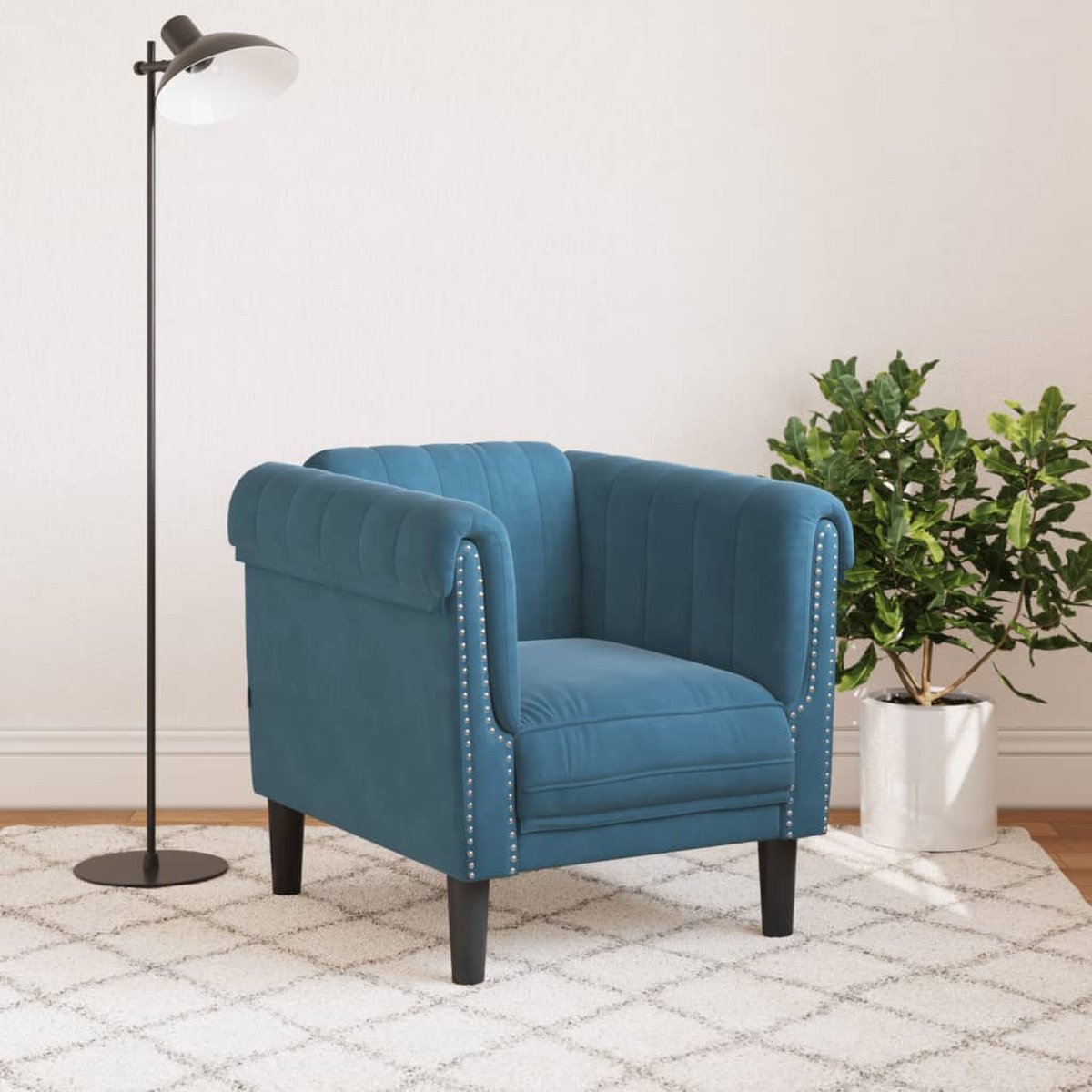 vidaXL - Fauteuil - fluweel - blauw