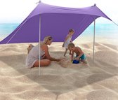 Strandtent, 2,1 x 2,1 m, strandschelp, UPF50+ uv-bescherming en waterdicht zonnezeil, met aluminium stang, zandschep, haringen, geschikt voor strandschaduw, camping