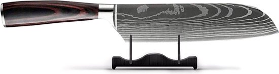 Shinrai Japan - Japans Santokumes 18 cm - Koksmes - Damascus Mes - Damascus Print - Met Luxe Geschenkdoos