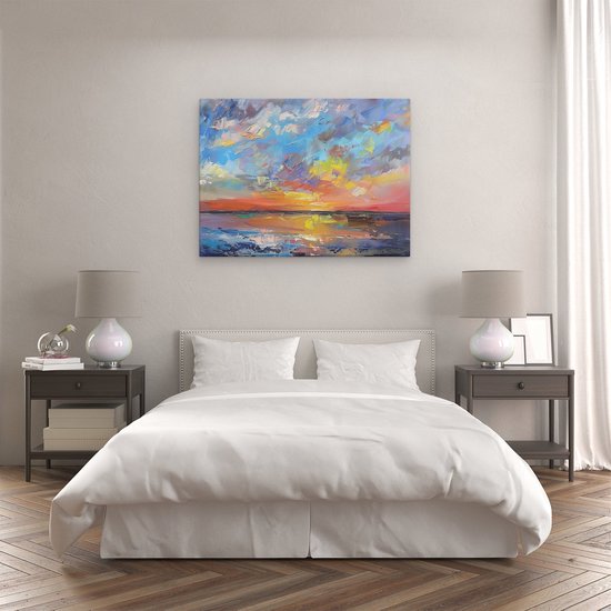 Artaza Peinture sur toile oeuvre abstraite d'un coucher de soleil - 120x90 - Décoration murale - Photo sur toile - Impression sur toile