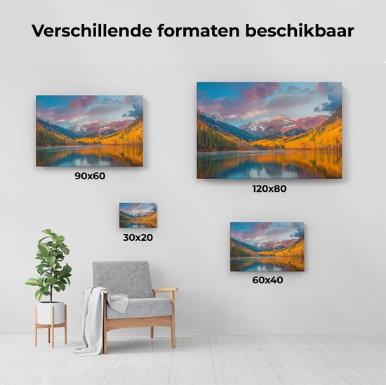 Tableau Artaza « Les Montagnes se reflètent dans un lac » – 120 x 80 cm – Groot – Photo sur toile – Impression sur toile