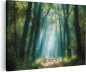 Artaza Canvas Schilderij Bos - 120x80 cm - Groot - Wanddecoratie Natuur - Muurdecoratie Bospad - Schilderijen Op Canvas Landschap