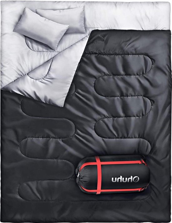 Ohuhu Dubbele slaapzak, 218 x 150 cm, voor volwassenen, met 2 gratis