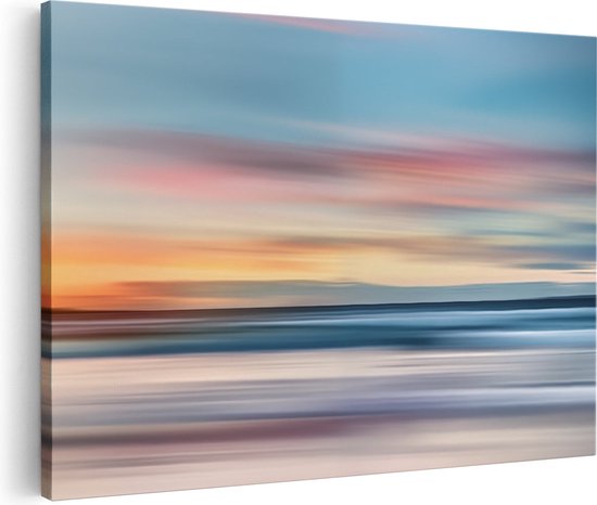 Artaza Canvas Schilderij Wazig Beeld van de Oceaan bij Zonsondergang - Foto Op Canvas - Canvas Print