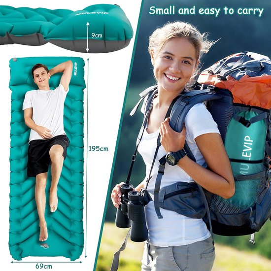 Matelas Gonflable Camping Randonnée avec Oreiller Confort Ultra Léger Voyage 196x68x9cm - Tapis et matelas (13044227