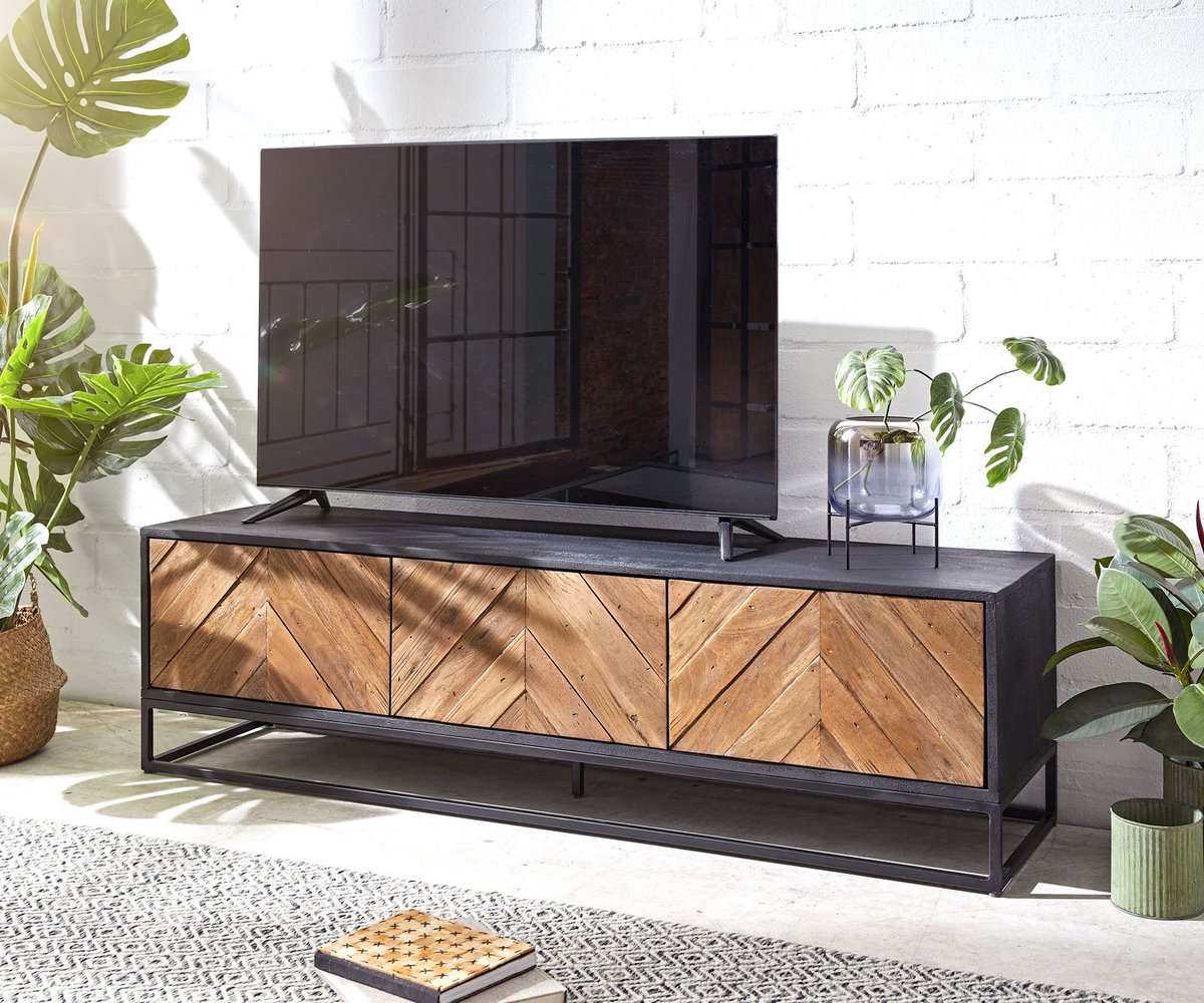 DELIFE Tv-meubel Famke 145 cm mango teak 3 deuren Bruin