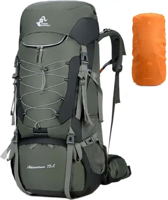 Avoir Avoir®-75L Hiking Backpacks-Rugzak - Capaciteit 75L - Kamperen en Wandelen-Backpack - Leger Groen - Waterzak uitgang - Ritssluitingszakken - Regenhoes
