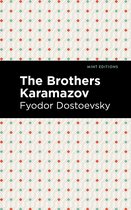 Boekomslag van 'The Brothers Karamazov' door Fyodor Dostoevsky met een mintgroen en rood geometrisch patroon.
