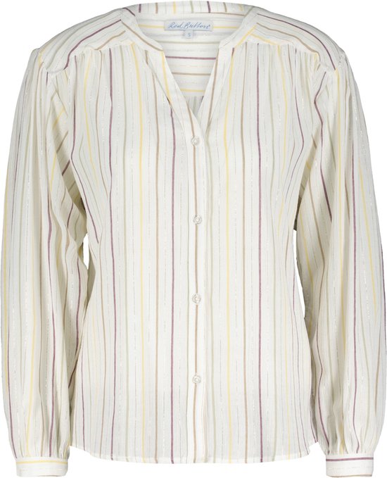 Red Button Blouse SRB4243 Lurex stripe - Ecru