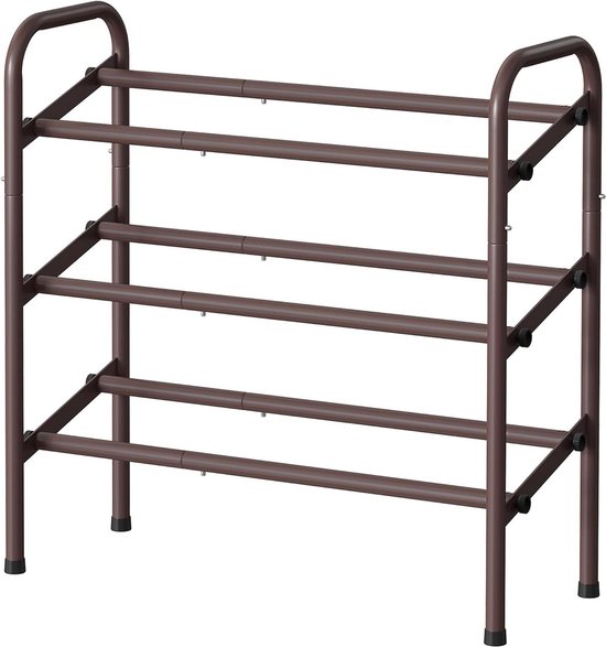 Lenmar, SHM 3 Schoenenrek met 3 niveaus, schoenenkast, schoenenorganizer, voor 6-9 paar, metaal, smal, standaard, zwart, schoenenopslag, woonkamer, slaapkamer, 69 x 29 x 46 cm