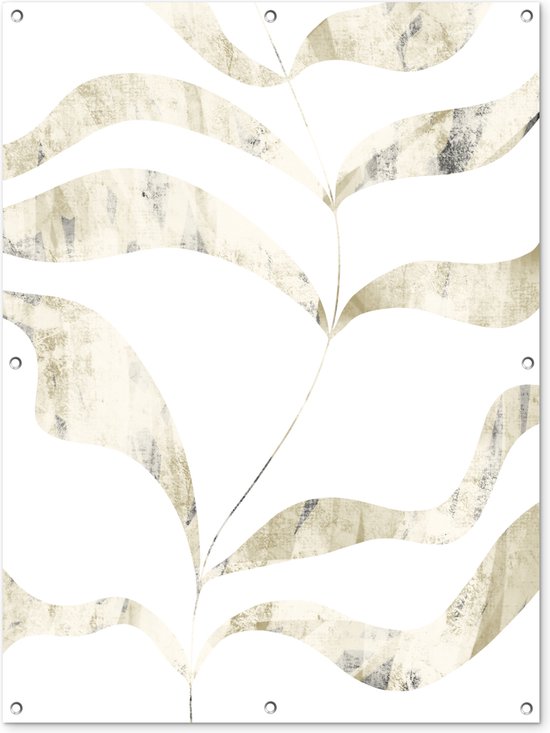 Tuinposter - Bladeren - Marmer - Design - Tuinschilderij - Poster voor buiten - Schuttingposter - Tuindoek - 90x120 cm