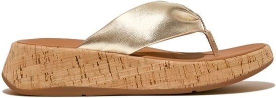 FitFlop F-Mode Leather-Twist Flatform Toe-Thongs (Cork)