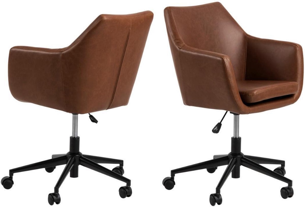 Bureaustoel Erica leather look Bruin - Giga Living