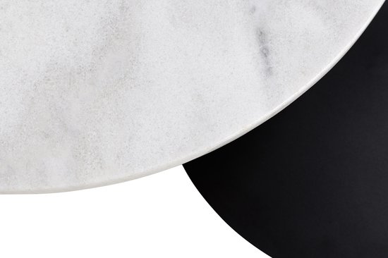 Table de salon Lahti - avec fonction pivotante - marbre blanc/noir - Actona - Tables basses en marbre - Blanc - Marbre|Acier - Tables basses en marbre