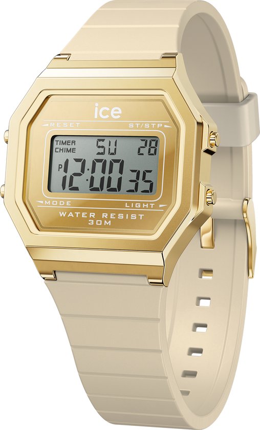 Ice Watch ICE digit retro - Métal miroir doré - Peau d'amande 022732 Montre - Siliconen - Crème - Ø 33 mm
