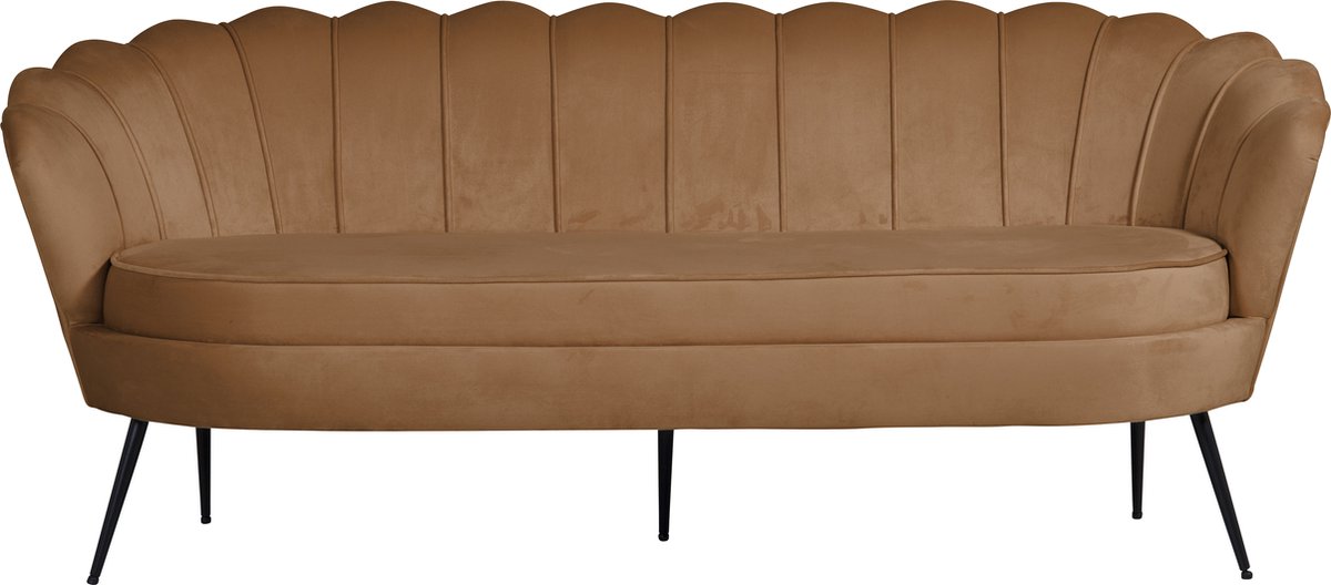 Nice bank 3 persoons velours cognac kleurig.