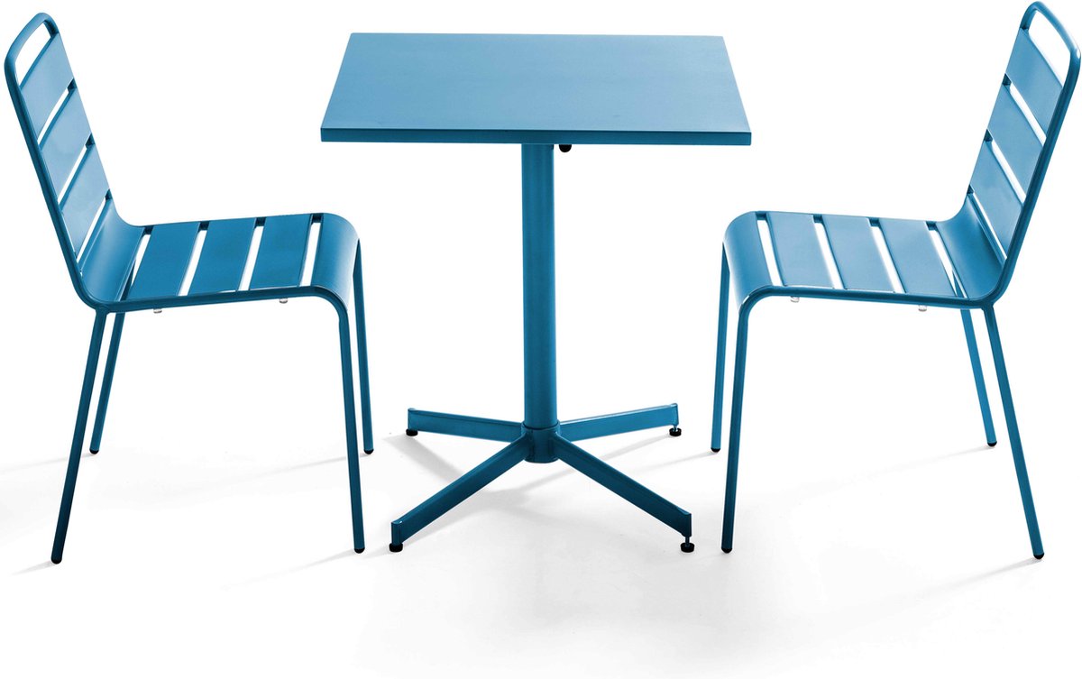 Oviala - Set tuintafel en 2 blauwe stoelen Pacific - Palavas