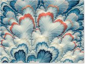 Muurdecoratie buiten Een wit met blauw bloemdessin - 160x120 cm - Tuindoek - Buitenposter