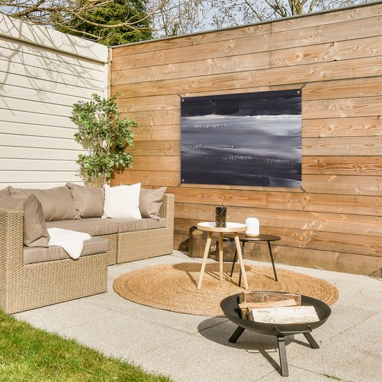 Tuinposter - Abstract - Verf - Zwart - Poster voor buiten - Wanddecoratie - Tuindoek - 90x60 cm
