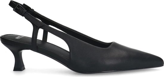 Manfield - Dames - Zwarte leren slingback pumps - Maat 38