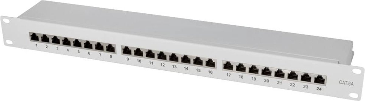 LogiLink NP0060 24 poorten Patchpaneel 483 mm (19) CAT 6A 1 HE Grijs