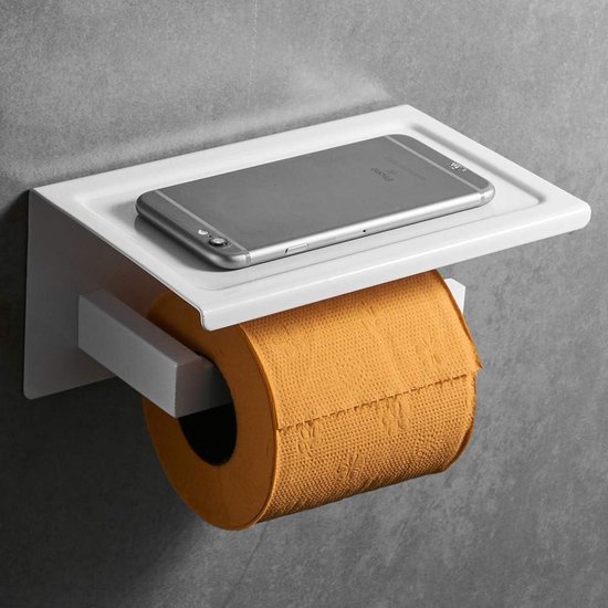Toiletrolhouder met plank Mobiele telefoonhouder, houten moderne stijl