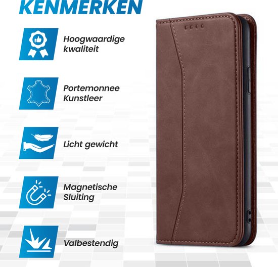 Étui Bookcase iPhone 11 - Magnétique - Cuir - Portefeuille - Étui livre - Portefeuille - Étui à rabat - Apple iPhone 11 - Marron foncé
