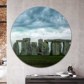Muurcirkel Stonehenge met dreigende lucht | Forex | Ø 120cm | Inclusief ophangsysteem