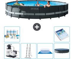 Intex Rond Ultra XTR Frame Zwembad - 610 x 122 cm - Inclusief Pomp - Ladder - Grondzeil - Afdekzeil Onderhoudspakket - Glasparels