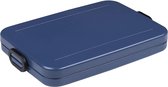 Take a Break Lunchbox, plat, 900 ml inhoud, broodtrommel voor de laptoptas, voor maximaal 4 boterhammen, vaatwasmachinebestendig, ABS, 800 ml, Nordic Denim (blauw)