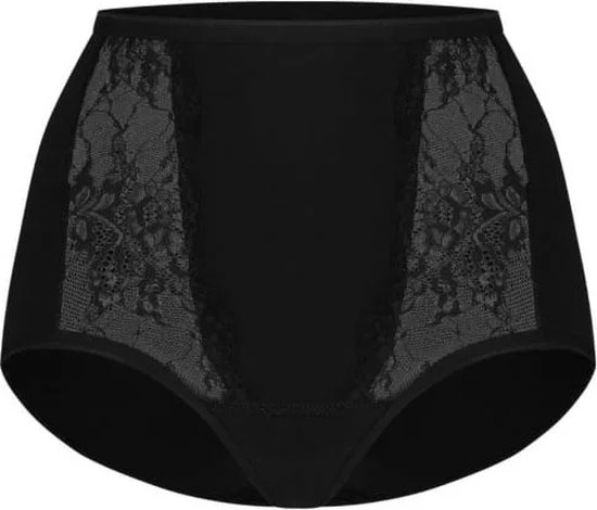 Basics high waist met kant zwart voor Dames | Maat XL