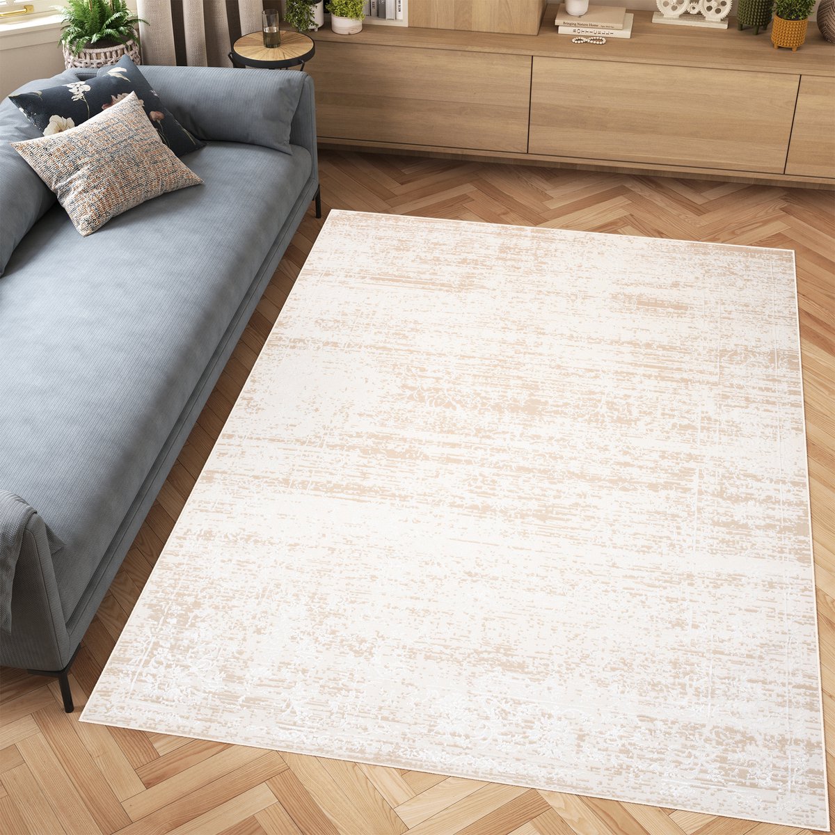 Tapiso Hera Vloerkleed Beige Woonkamer Gezaagd Tapijt Maat- 140x200 Beige Licht