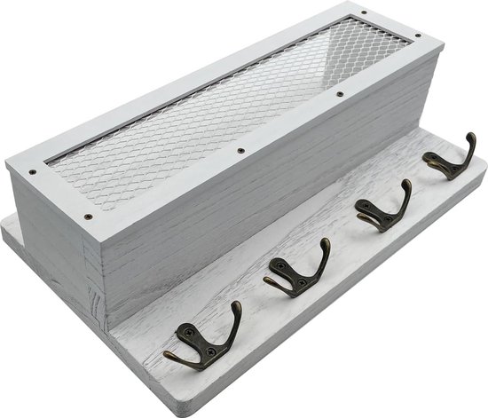 Houten organizer met sleutelhouder