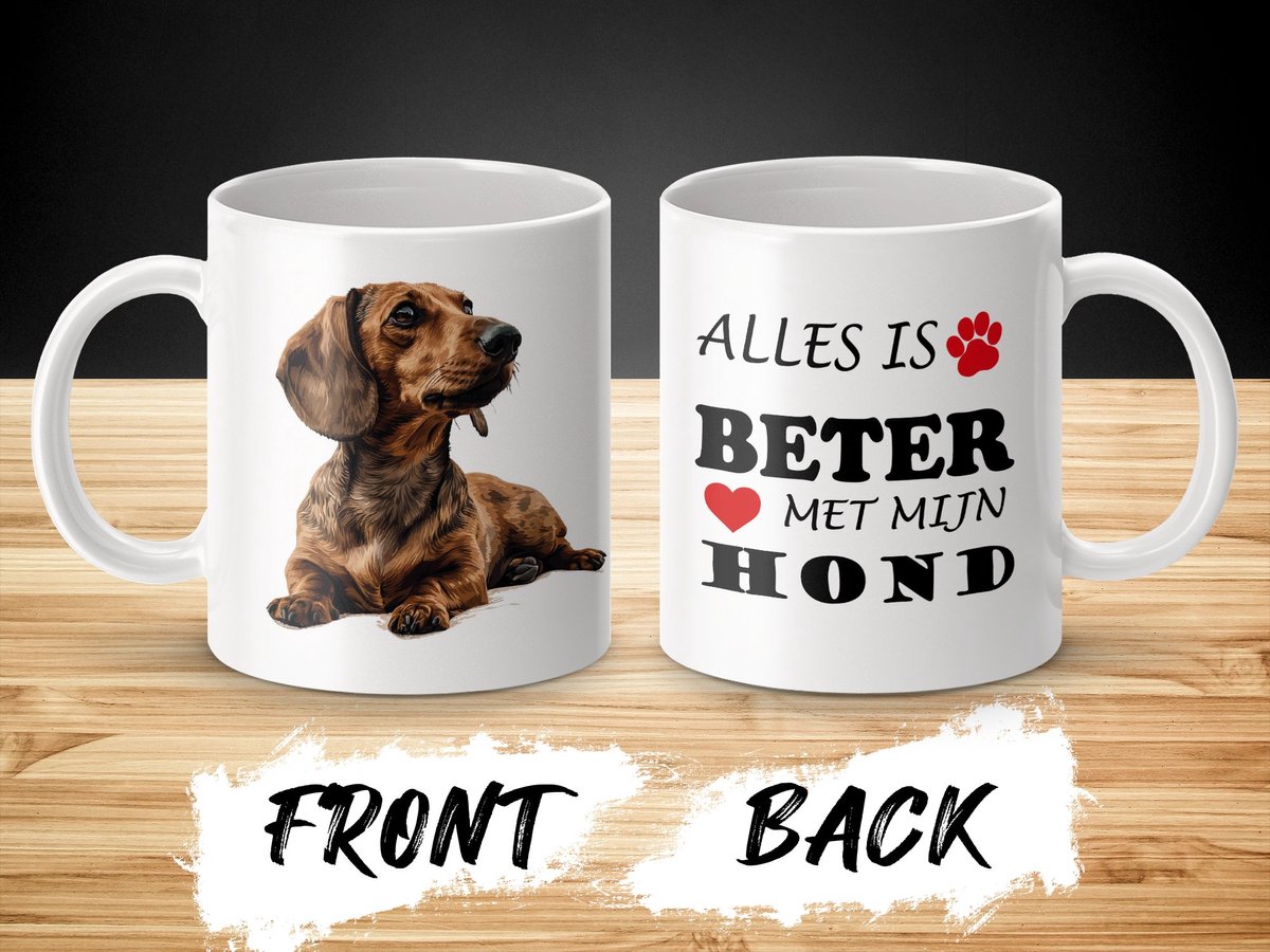 Mok Dachshund Alles is beter met mijn hond - dog - doglover